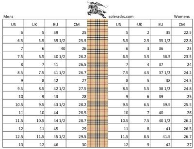 burberry shoe sizing chart|burberry 10y size chart.